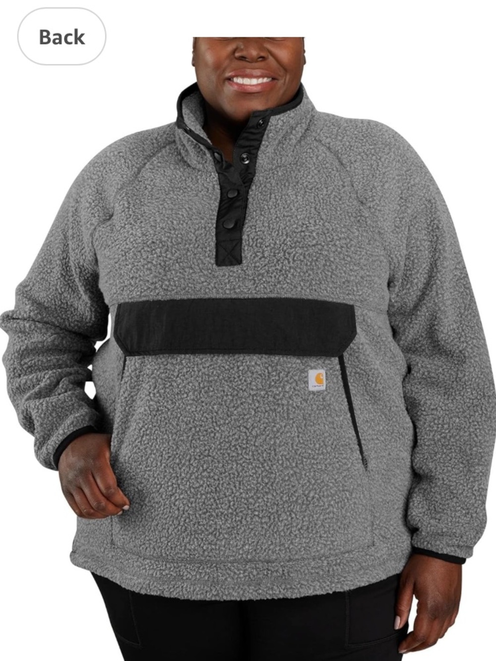 Carhartt Womens Relaxed Fit Fleece  Snap Pullover with Black Trim - Picture 9 of 9